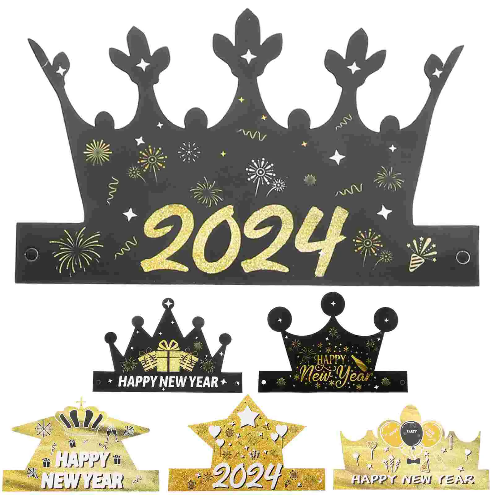 

Happy New Year Paper Hat Paper Photo Booth Props New Year's Eve Party Decoration Christmas Supplies King Crown