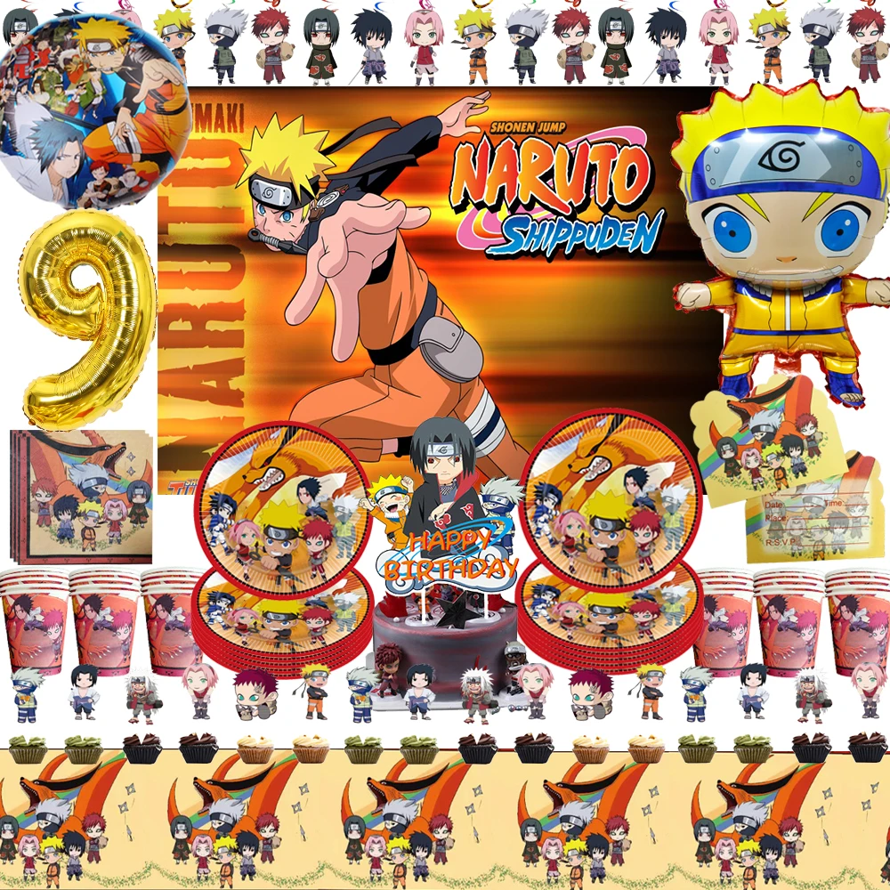 Cartoon Narutoed Anime Ninja Birthday Party Decoration Set Latex Balloon Baby Shower Narutoed Theme Disposable Tableware Supplie dinosaur theme party dinosaur balloon disposable tableware set kids boy birthday party decoration jungle party baby shower decor