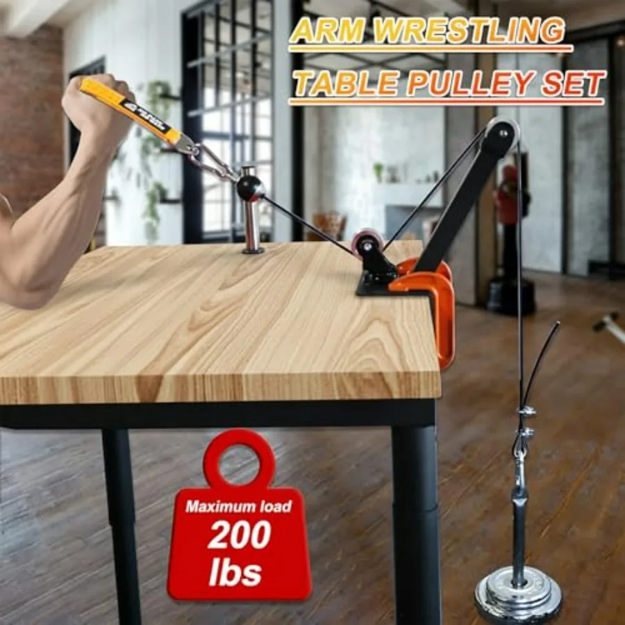 Arm Wrestling Pulley Training System Kit for Table - Professional Forearm & Wrist Strengthener with Aluminum Rotating Pulleys, A