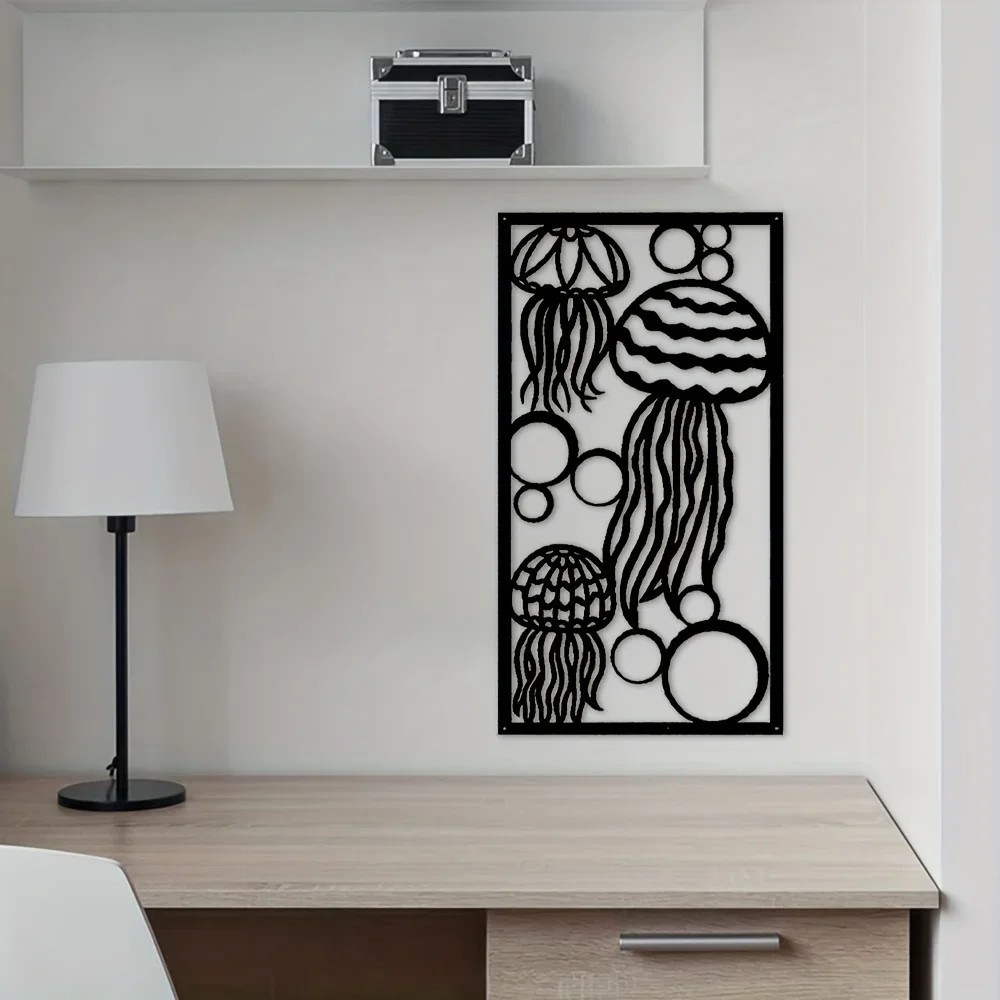 

Jellyfish Coastal Beach Metal Wall Art For Home Office Wall Decorations, Living Room Wall Decor Metal Wall Hanging