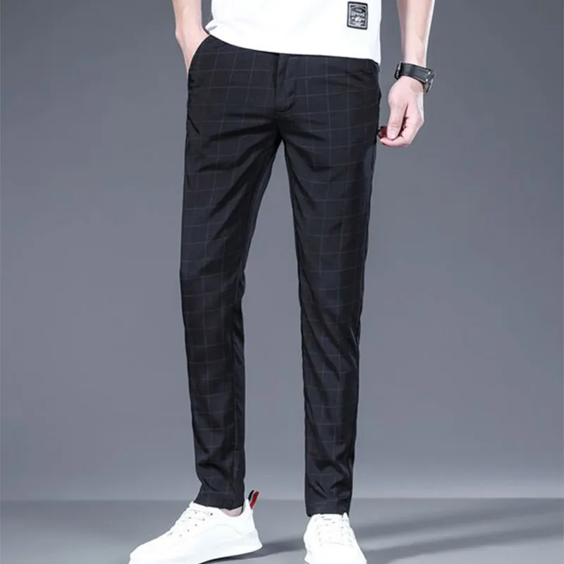 Summer Elegant Fashion Harajuku Slim Fit Trousers Loose All Match Sport Casual Pants Solid Pockets Thin Style Straight Leg Pants