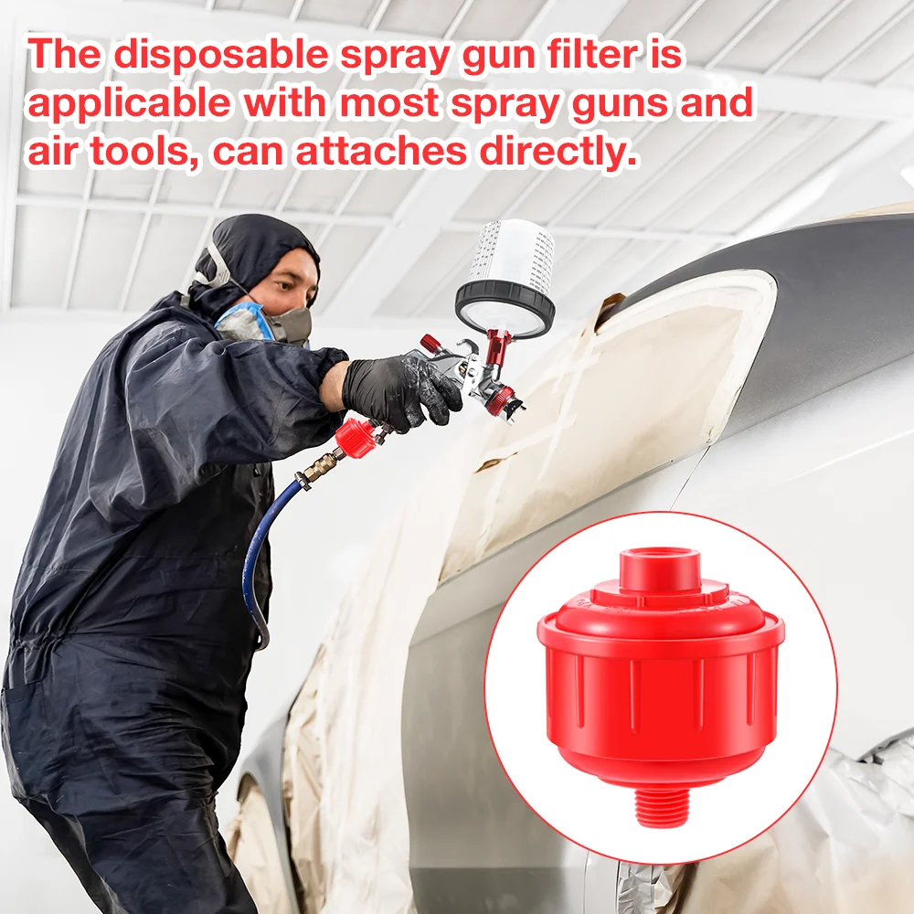 Mini Disposable Air Water Filter, Oil Water Separator, Air Line Filter Spray Gun Filter 1/4 Inch Thread for Spray Guns/Air Tools