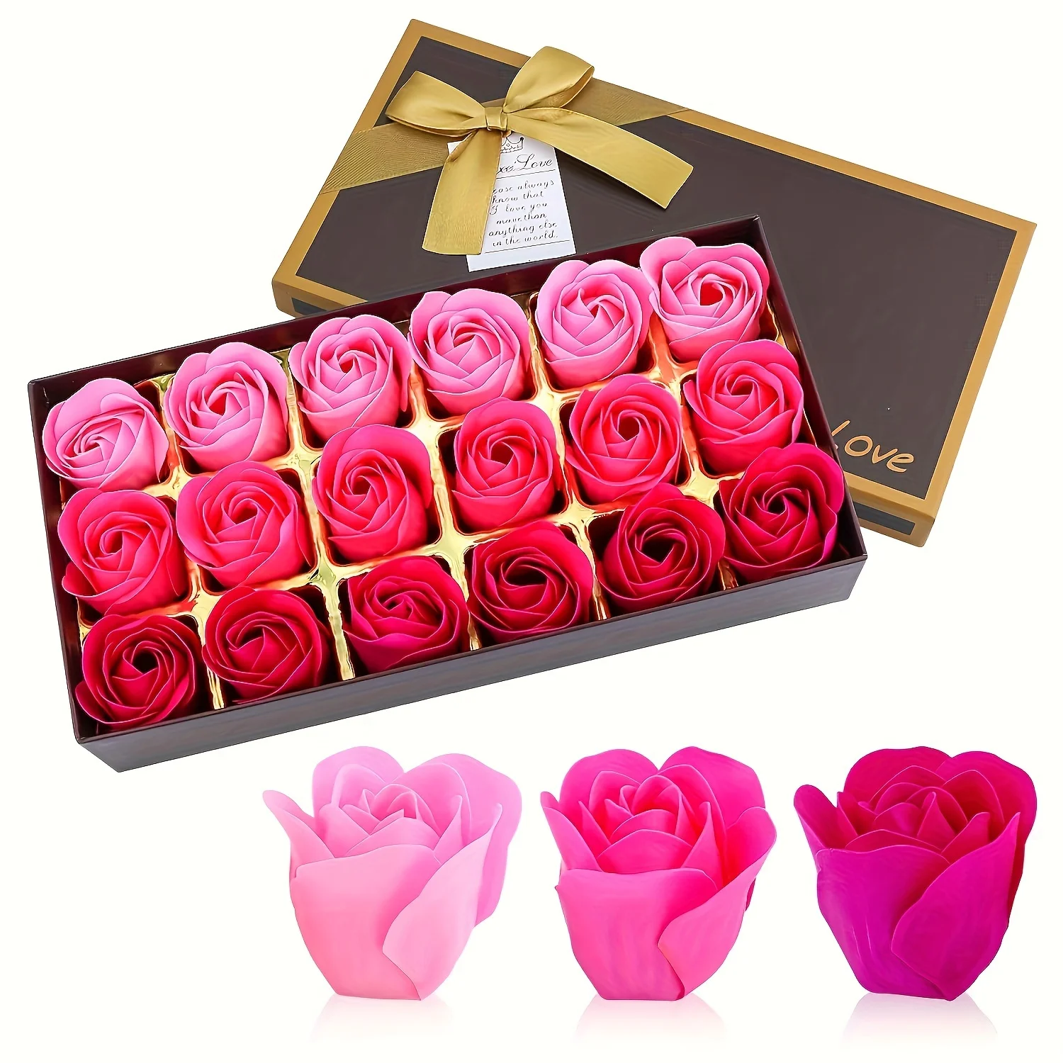 18 pieces/box of artificial rose soap flower gift box Wedding birthday holiday gift with hand