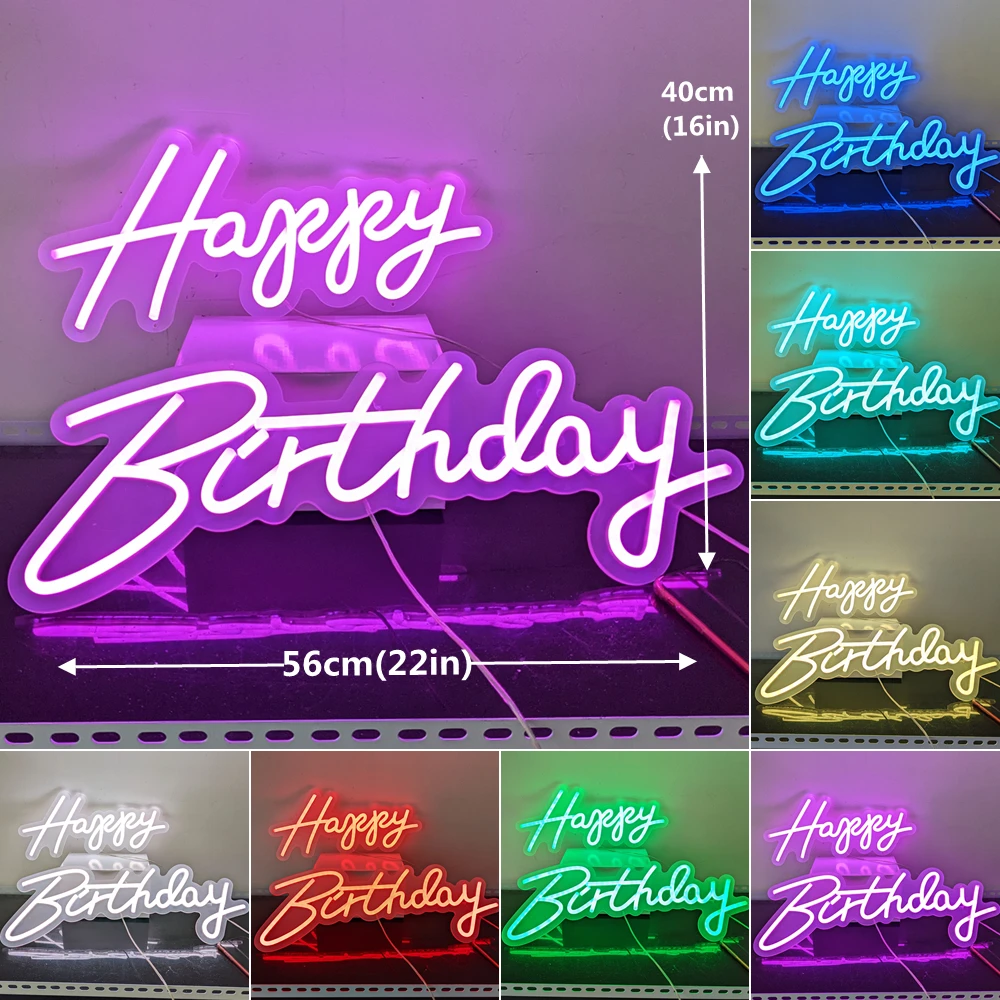 DECO LED Happy Birthday Signalisation Lumineuse 56x40cm Néon Joyeux  Anniversaire, Fond Transparent avec LED Néon en Silicone pour Bar Bière  Décoration Murale Lumières de Fête (Blanc chaud 56cm) : :  Luminaires et