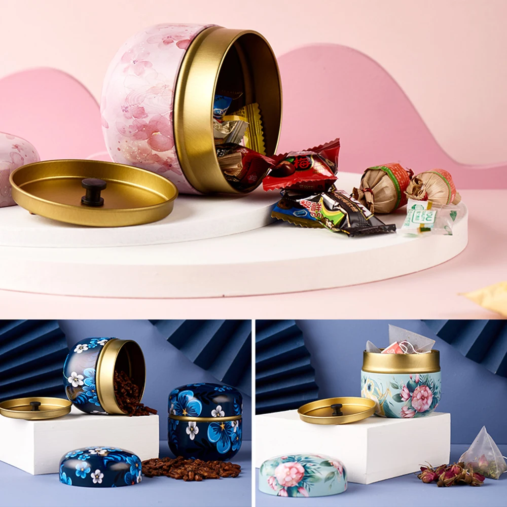 6pcs/lot Tea Containers Candle Cans Tea Box Candy Snacks Small Round Cans Mini Portable Tin Packaging