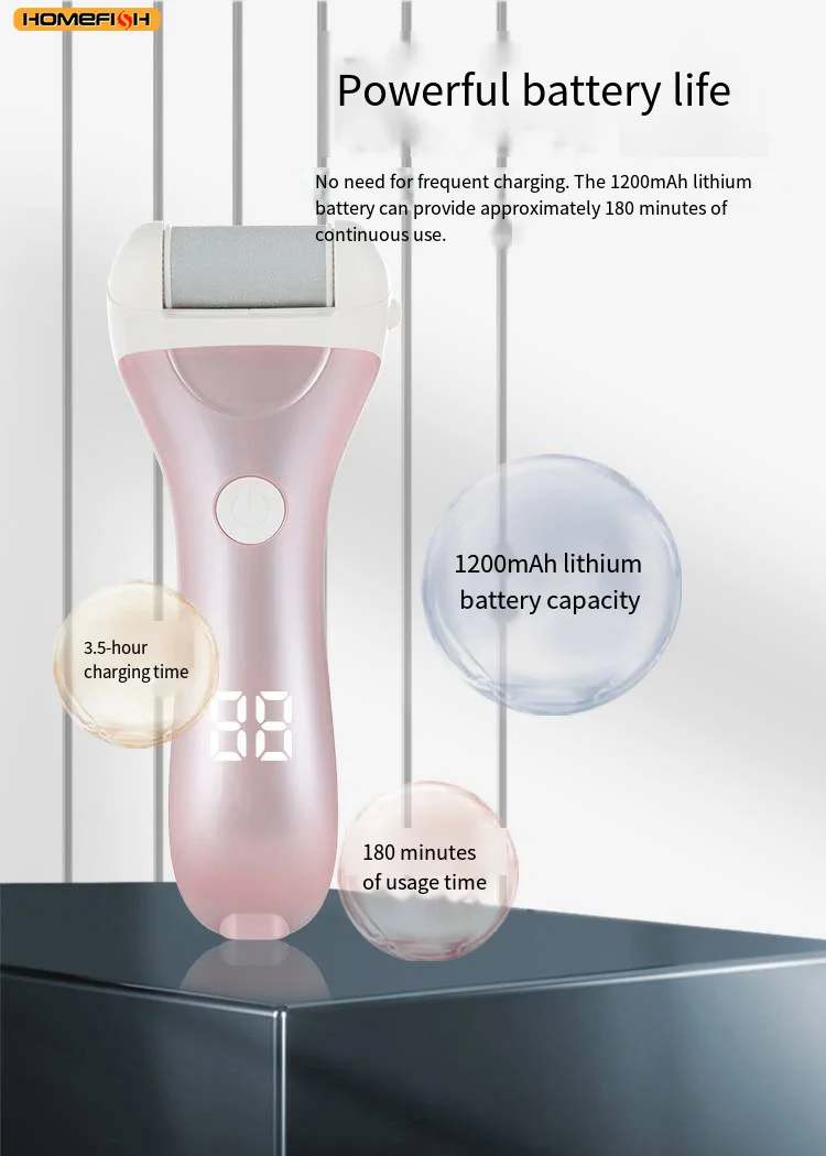 Electric Foot File Rechargeable Callus Remover With Power Display_voghion.com