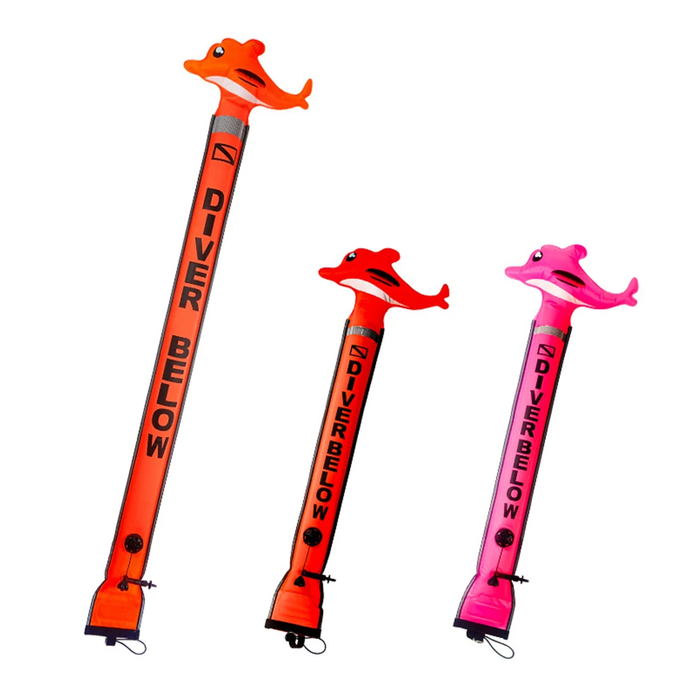 1Pc 1.5/1.8M Professional High Quality Scuba Diving Inflatable Safety Cartoon Sausage Signal Tube Surface Buoy (SMB) Diver Below