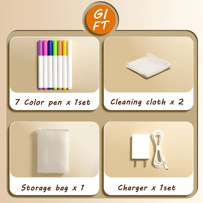 Kids LED Luminous Blackboard Drawing Toys Colorful 7 Pens Art Doodle Board Acrylic Lamp Message Board Montessori Educational Toy