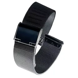 Enhanced Milanese Loop Stainless Steel Quick Release Watch Strap with Sliding Buckle - 22mm (Black)