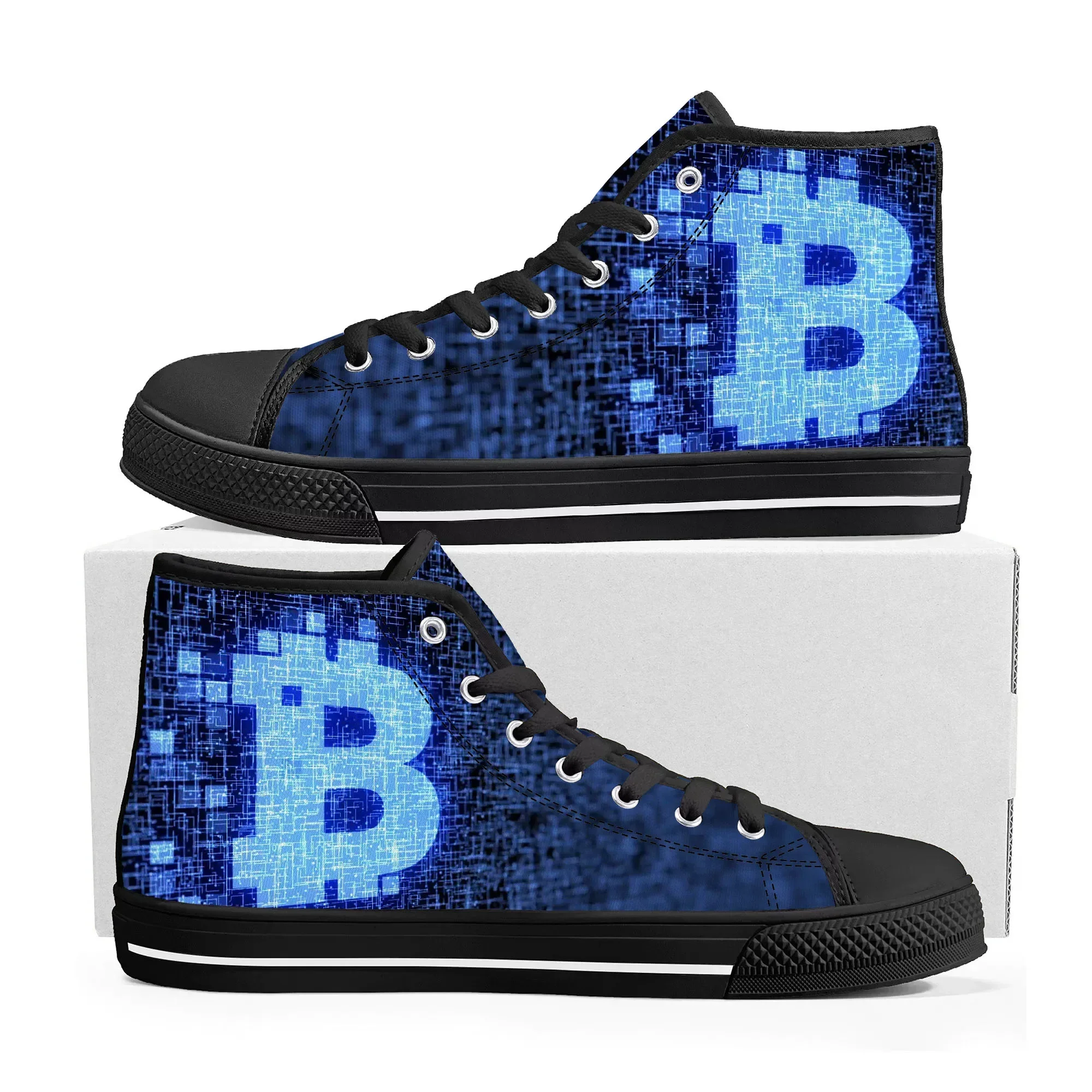 Bitcoin Cryptocurrency Miner BTC Coin High Top Sneakers Mens Womens Teenager Canvas Sneaker Casual Couple Shoes Custom Shoe