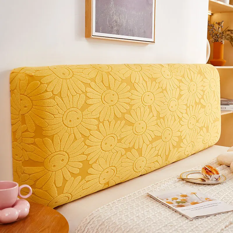 Jacquard Soft All-inclusive Headboard Cover Solid Color High Elastic Bed Head Cover King Queen Size Removable Backrest