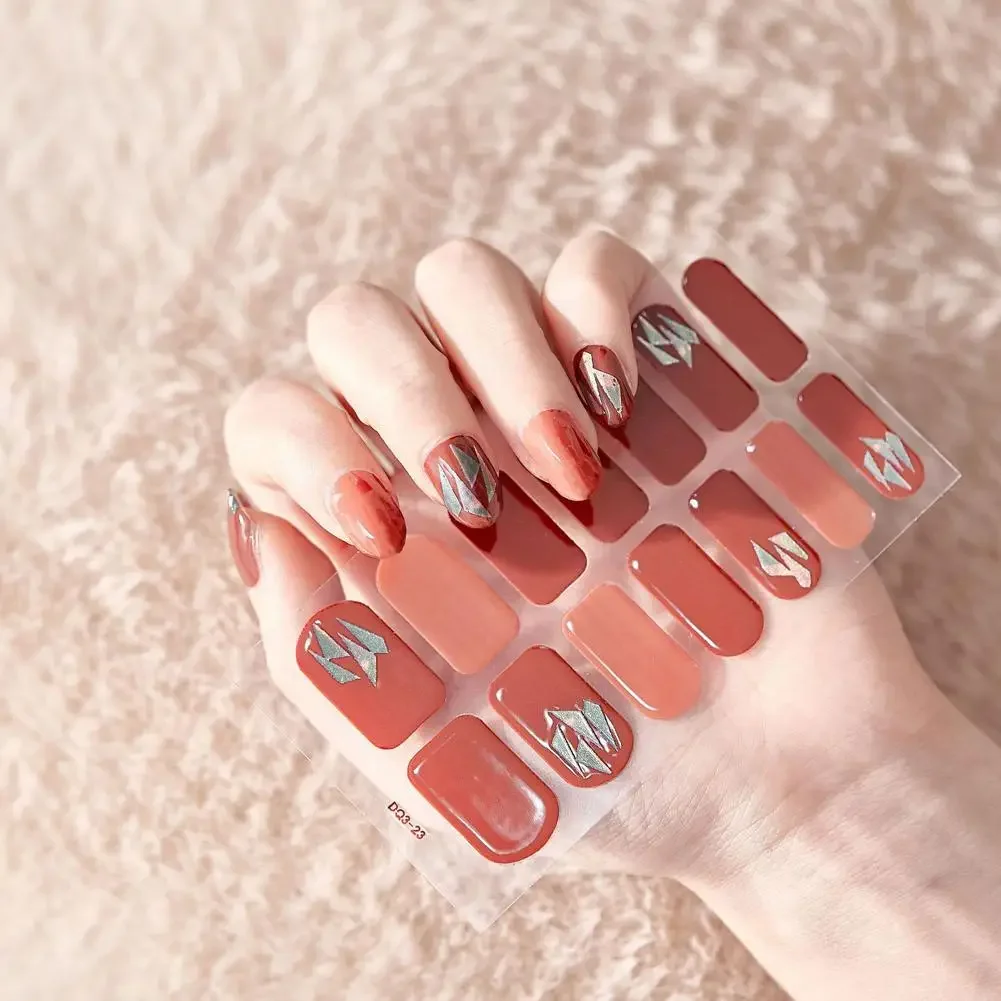 Heallor Semi Cured Gel Nails Art Stickers For Nail Art Diy Manicure Salon 3d Laser Hot Stamping Nail Art Stickers Japanese Color 6