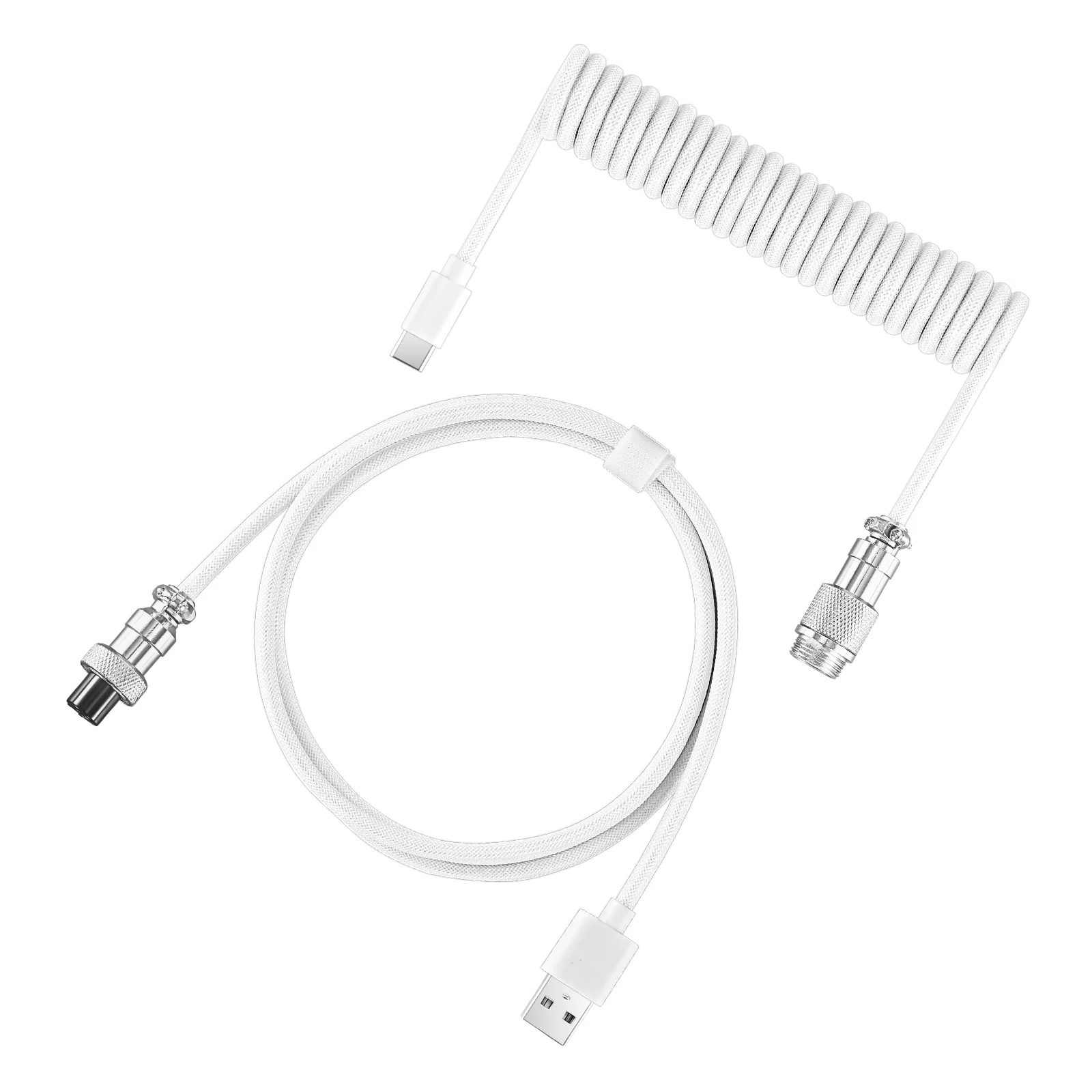 Premium Coiled USB Type C Aviator Cable for Mechanical Keyboards, 3m Spring Cord