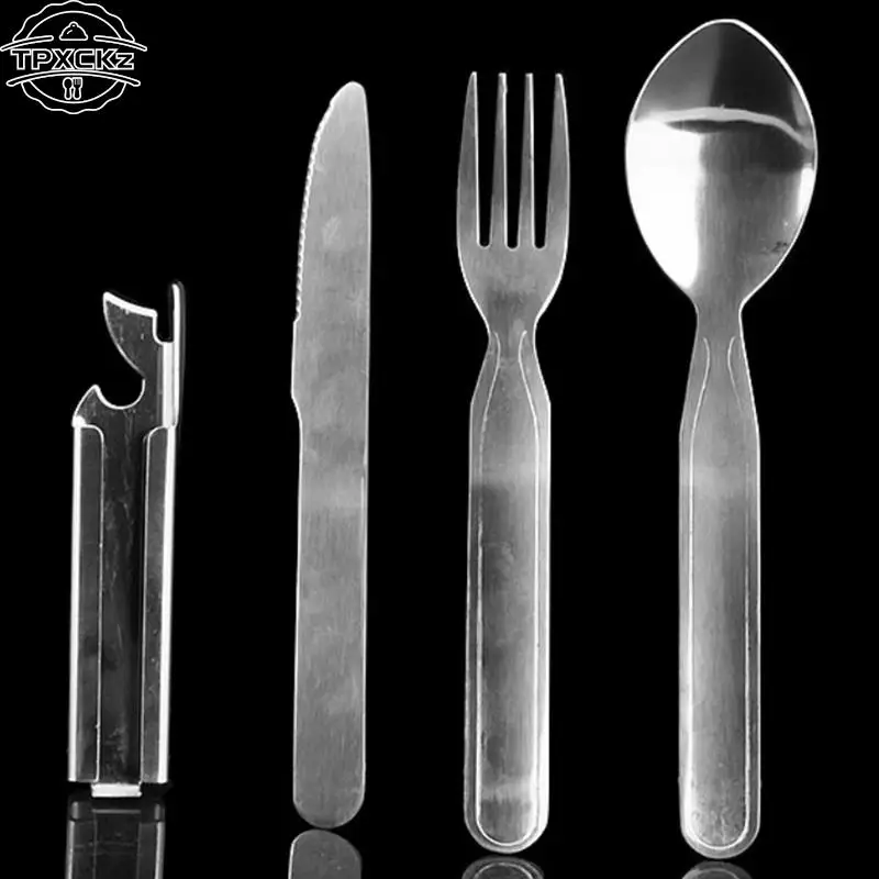 1pcPortableStainlessSteelTablewareFoldKnifeUtensilSpoonSet