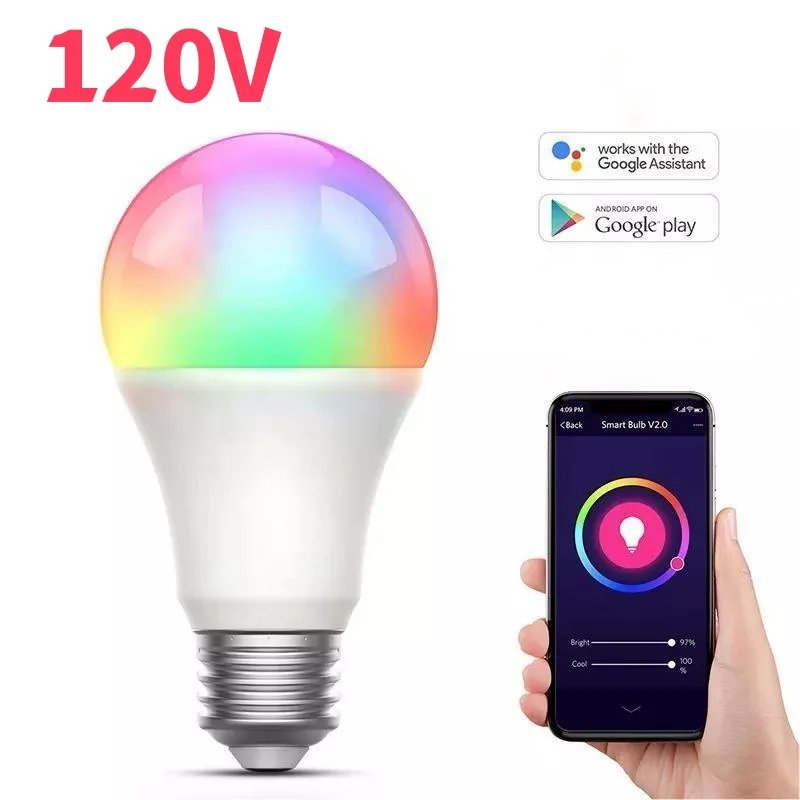 Smart LED Bulb A60/A19 TUYA WIFI APP Alexa Google Voice Control RGBCW Color Change 60W Repalce Light Music/Timer/Group 120V smart led light bulbs smart led lights