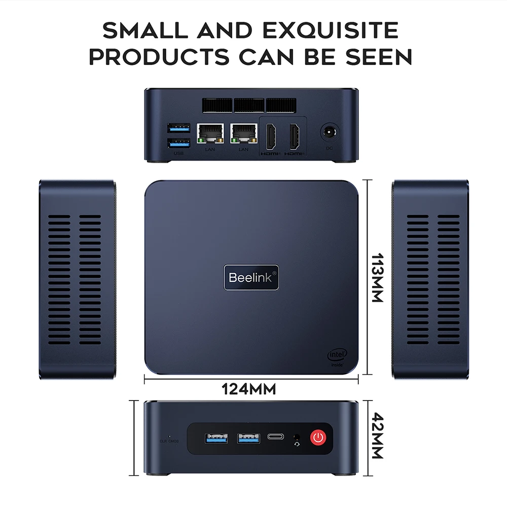 Buy Beelink Mini PC W 11 Pro, Mini S Mini Desktop Computer with 11th Gen  4-Cores Processor N5095, 8GB DDR4 RAM 256GB SSD Micro PC, Dual HDMI 4K@60Hz  WiFi5 /BT4.0/Gigabit Ethernet for