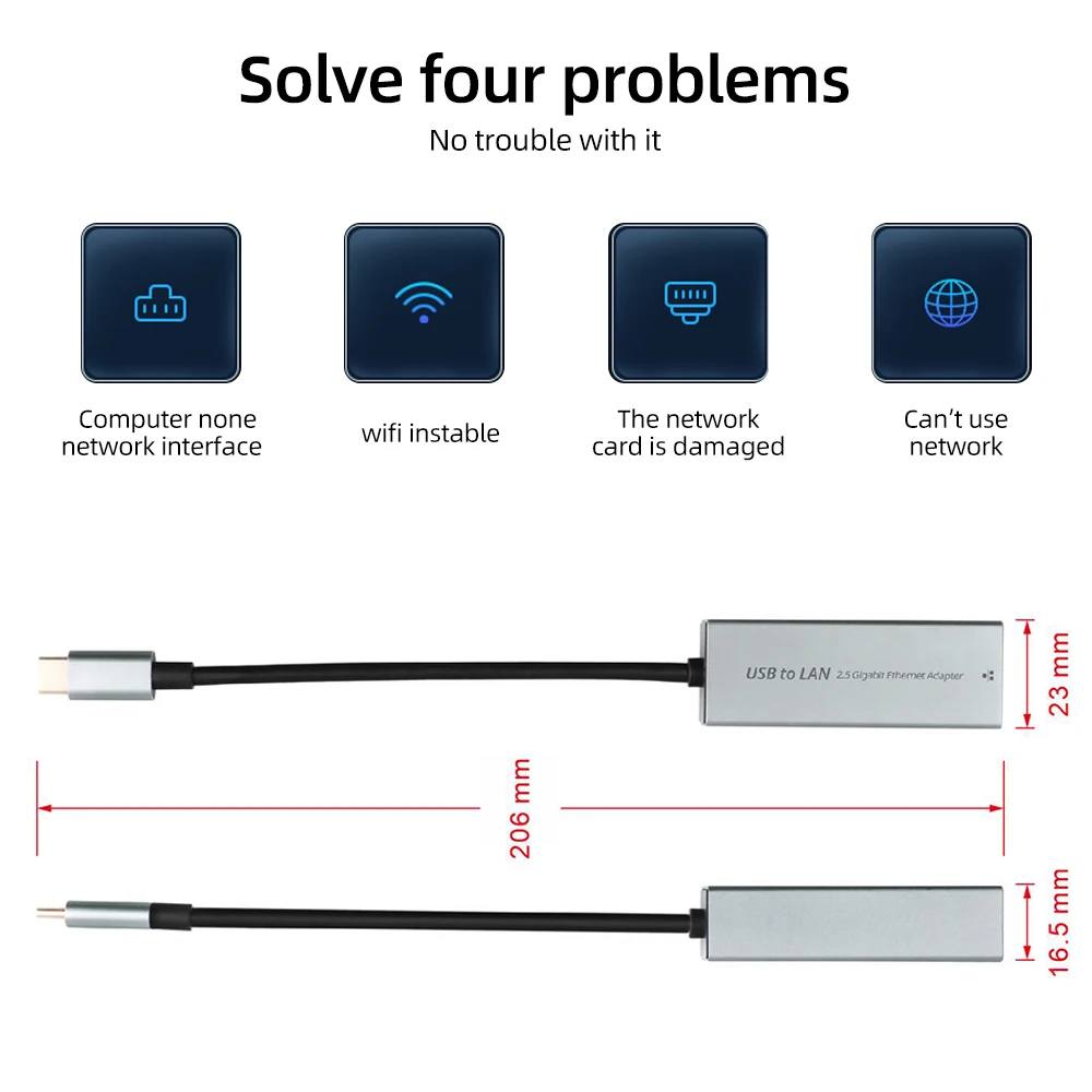 com Fio 2500mbps Usb c 2.5g Placa de Rede Externa Tipo-c para Rj45 Conversor Ethernet Lan Adaptador Hub para Macbook Ipad Pro - Imagem 3