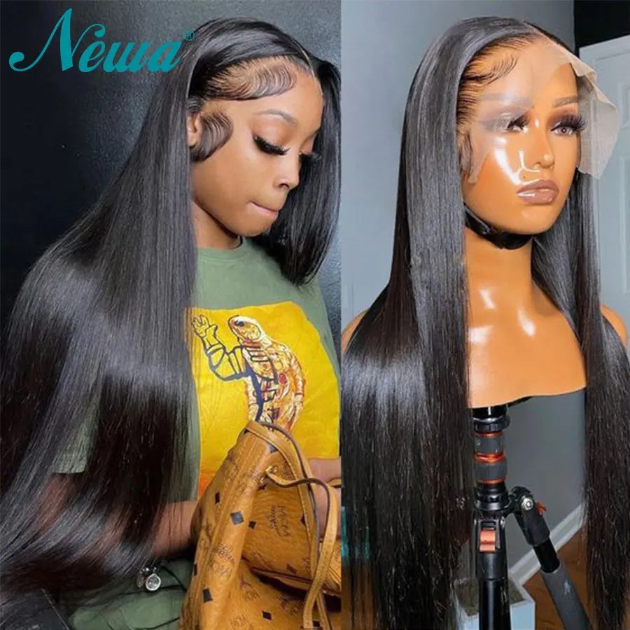 Newa Hair 13X6 Lace Front Human Hair Wigs Straight Glueless Wigs For Women Pre Plucked Transparent Lace Frontal Wigs Brazilian