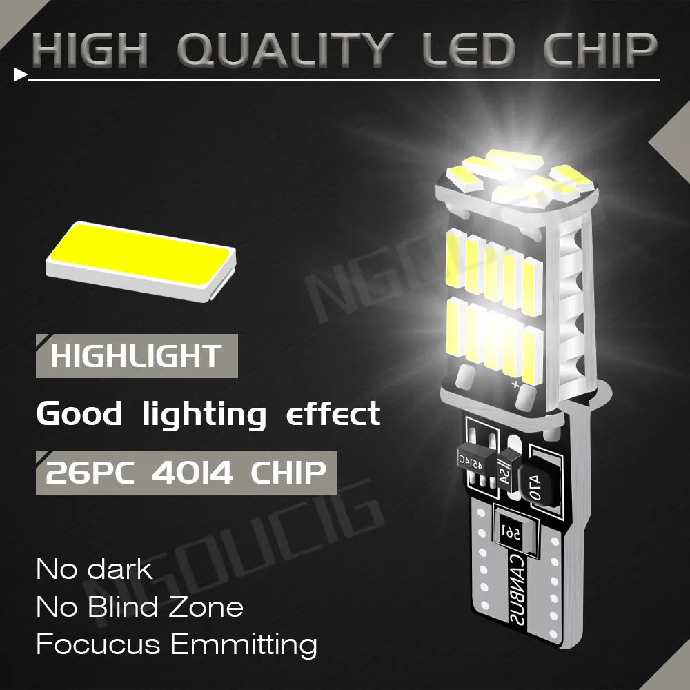 NGOUCIG   ȣ , 1x  Ʈ, T10 W5W BAX9S BAY9S H6W H21W LED , WY5W 194 T4W BA9S 26smd 4014, 6000K