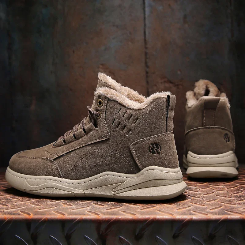 

High Top Boots Men's Winter Sneakers Motorcycle Ankle Military Cotton Wool Shoes For Men Winter Boots Man Shoes