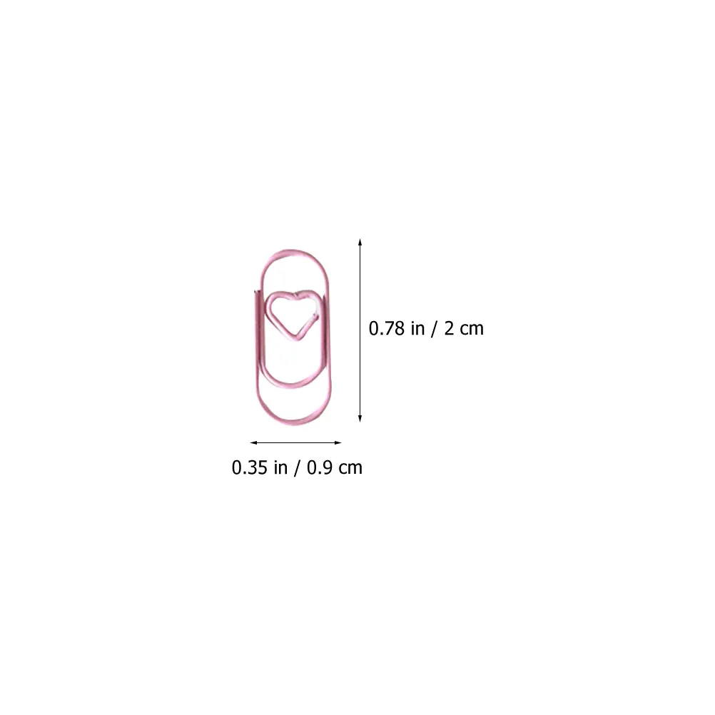 200Pcs 독특한 하트 디자인 금속 종이 클립 문서 고정 독서 마킹을위한 부드럽고 아름다운 다기능 공예 클립