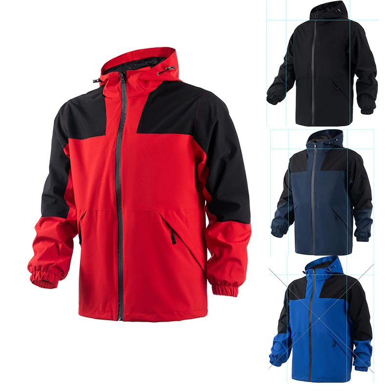 

Men's Spring and Autumn Fashion Coat Loose Casual Work Coat Trendy Youth Versatile Jacket Zipper Long Sleeve Top Patchwork