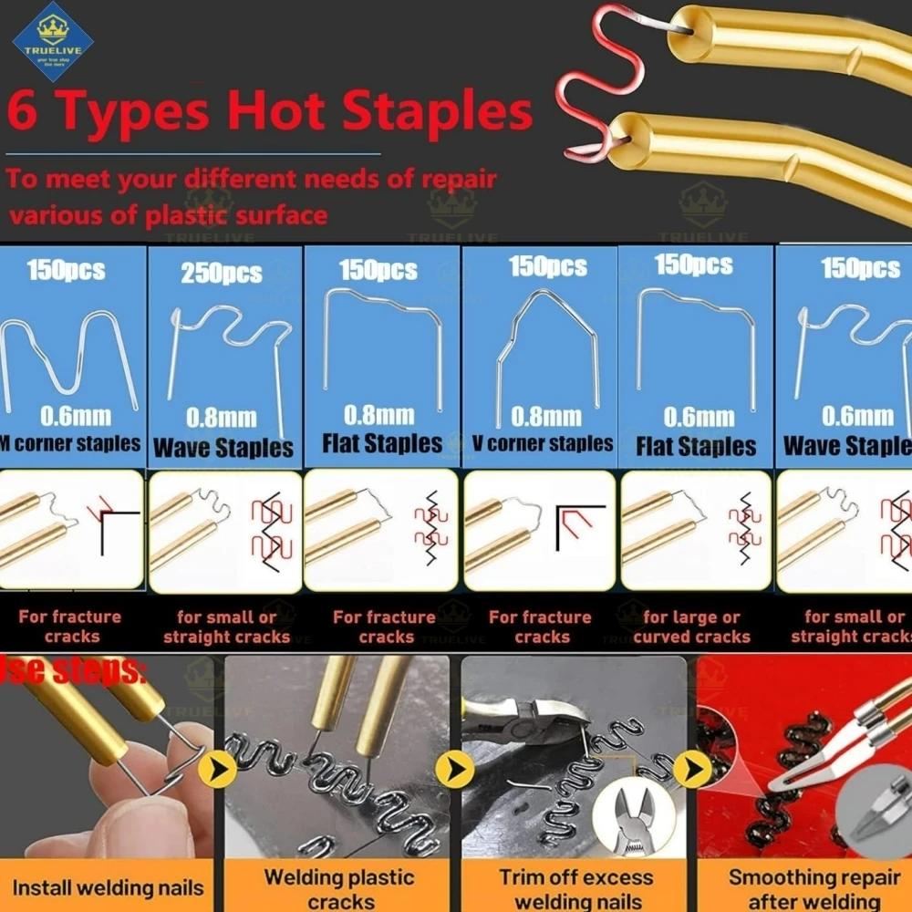 plastic welder 3000/1200/200pcs Hot Stapler Plastic Welding Machine Car Bumper Repair Kit PVC Plastic Repairs Hot Stapler Staples Soldering Gun