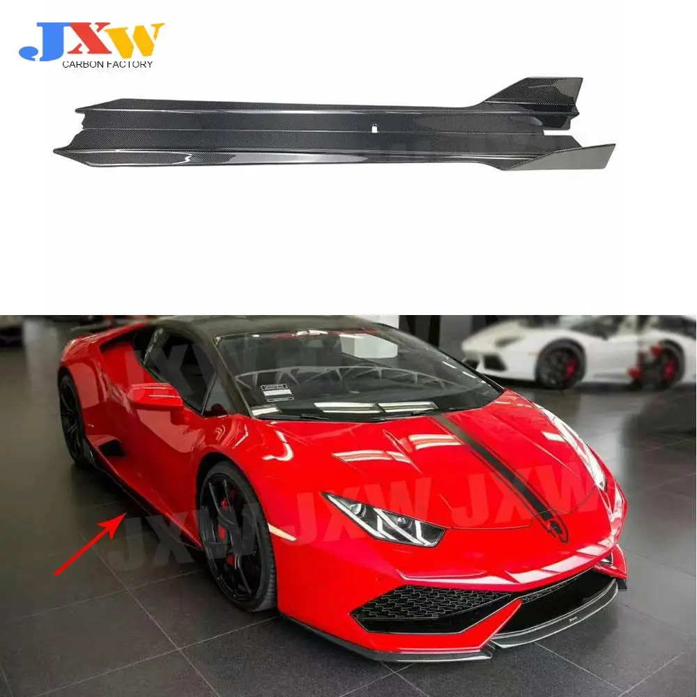 

Dry Carbon fiber Side Skirts Spoiler case For Lamborghini Huracan LP610-4 2014-2016 V Style FRP Bumper Lip Aprons
