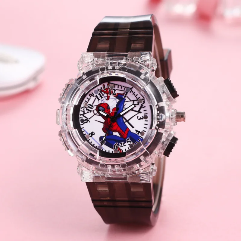 New Disney Spiderman Cartoon Children Watches Toy Flash Waterproof Sports Watch for Kids Girls Boy Quartz Wristwatch Child Clock 3