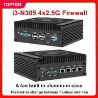 Firewall Appliance Mini PC 12th Gen Intel i3 N305 N100 2.5G Soft Router 4x i226-V LAN DDR5 2*COM Longer Fins Efficient cooling 1