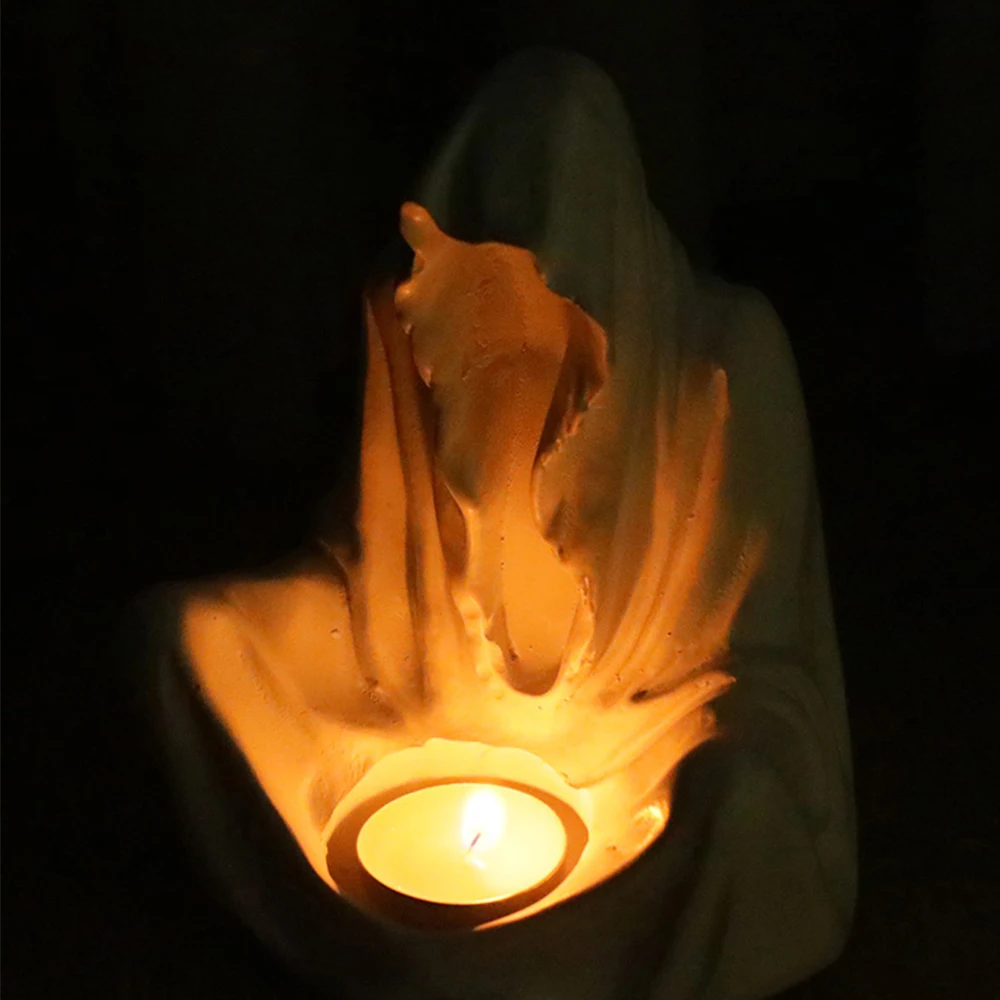 Halloween Candle Ghost Candlestick Resin Ghost Festival Party Ornament