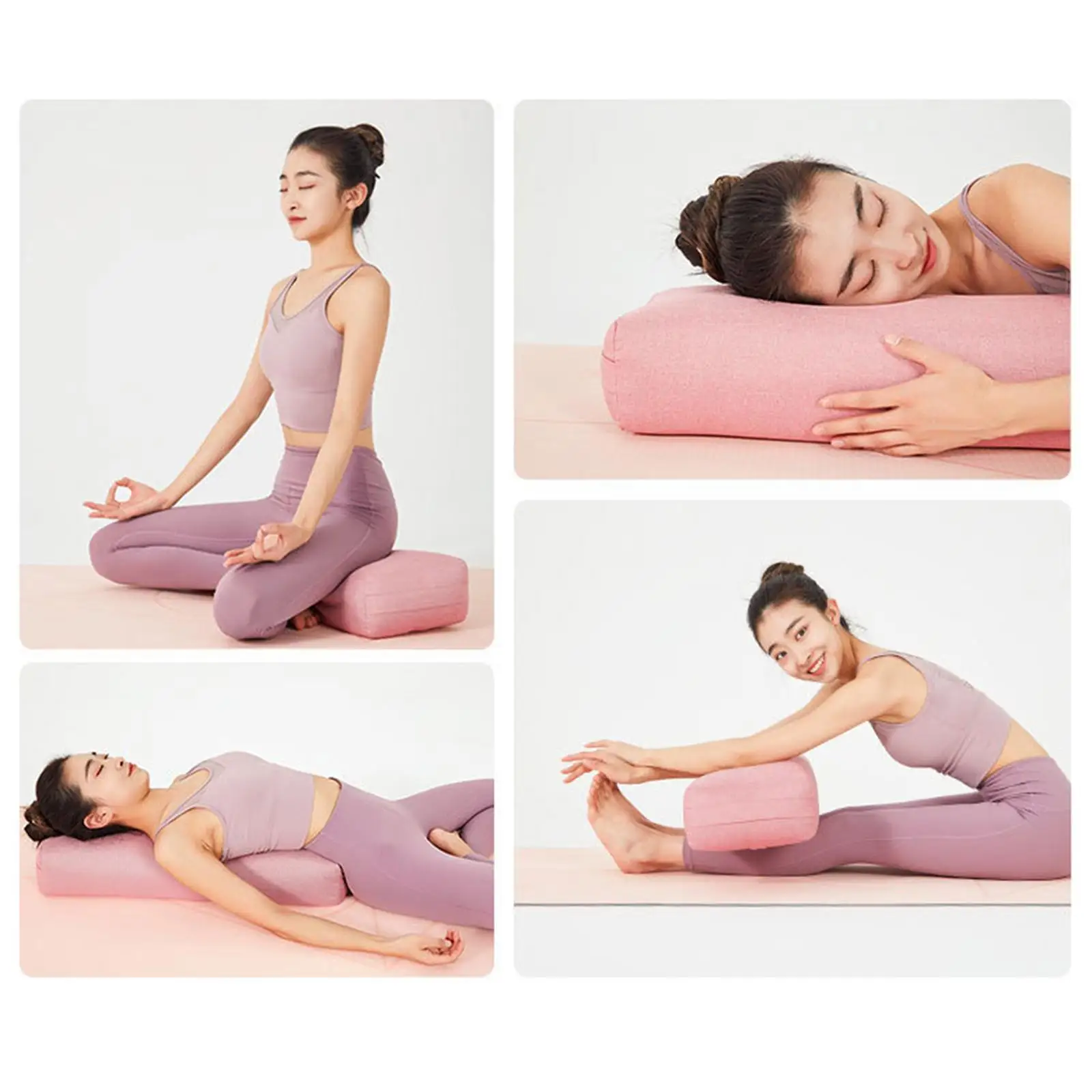 Yoga Bolster Pillow Support Pillow Meditation Pillow Portable with Carrying Handle Yin Yoga Comfort Cushion Prenatal Yoga Pillow