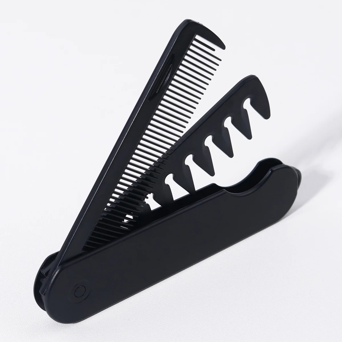 1pcs black 2-in-1 folding comb, dual tooth folding comb for both dry and wet bangs, portable design,Special for real hair wigs