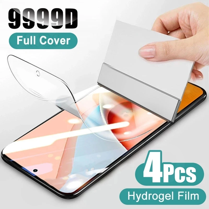 4Pcs Full Cover Hydrogel Film For Xiaomi Redmi Note 10 10S 11 Pro 7 8 9 Pro 9T For POCO F3 F2 M3 X3 Pro NFC Screen Protector mobile screen guard