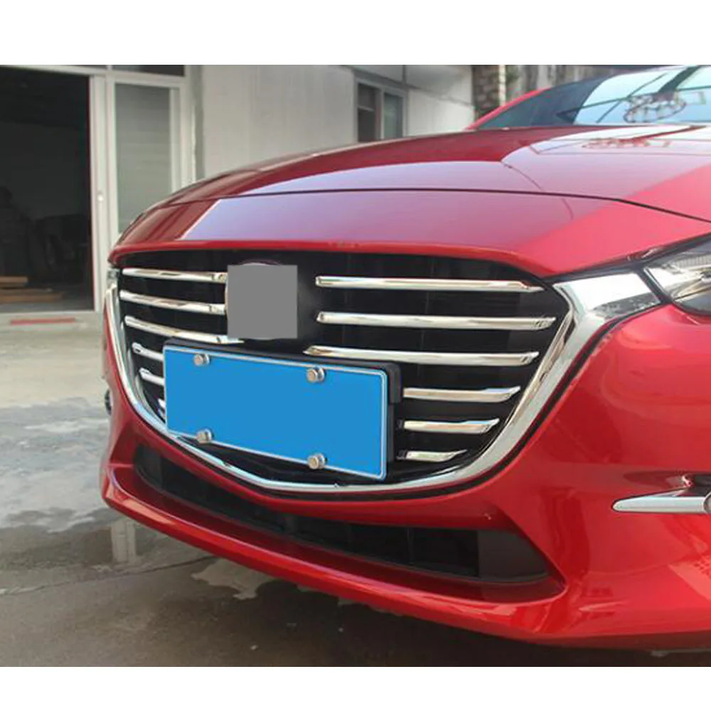 자동차 스타일링 바디 트림 프론트 업 레이싱 그리드 그릴 프레임 램프 후드, Mazda 3 Axela M3 2014 2015 2016 2017 2018 2019