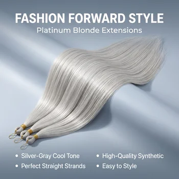 Versatile Styling & Easy Care Silver Hair Extensions, High-Quality Synthetic Fiber for Multi-Scene 1-Piece Wig 1