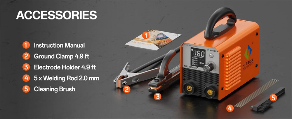 HITBOX ARC200 Stick Welder 220V 2 in 1 MMA/Lift TIG Hot Start Arc Force LED Display Ultra Mini Portable Home Welder Tool AU Plug