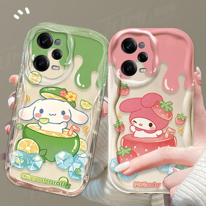 Sanrio Cinnamoroll Melody Fruit 3D Wave Case Per Xiaomi Redmi Note 13 12 Pro Plus Turbo Speed 12S 11 11S 10 10S 9S 7 8 9 Pro Max