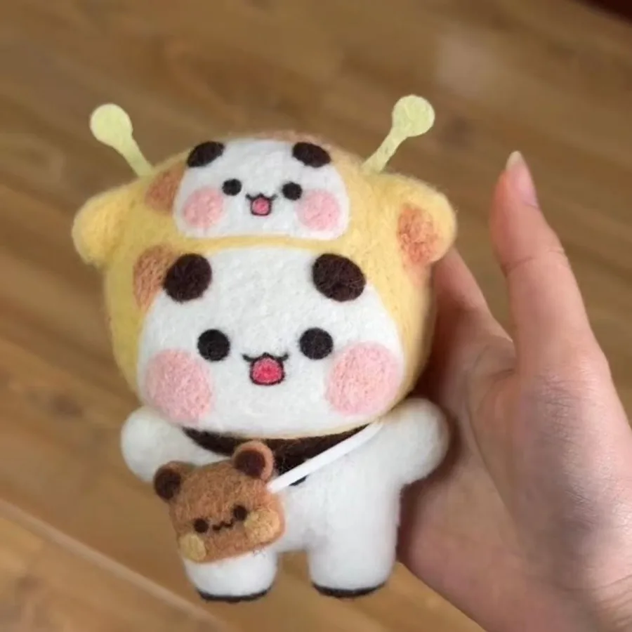 Bubu Dudu Wool Needle Felting Kit Non-finished Dolls DIY Felting Set Yier Panda Bear Handmade DIY Gift Animal Felt Crafts needle felting kit wool felting kit