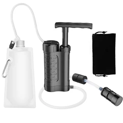Compact Water Purification and Filtration System - Portable Outdoor Survival Gear (Black)