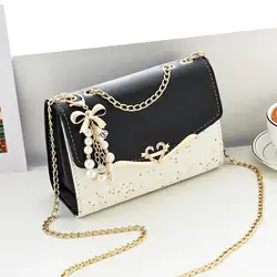 Elegant PU Leather Handbag with Tassel Pendant - Fashionable Sequin Shoulder Bag (Black)
