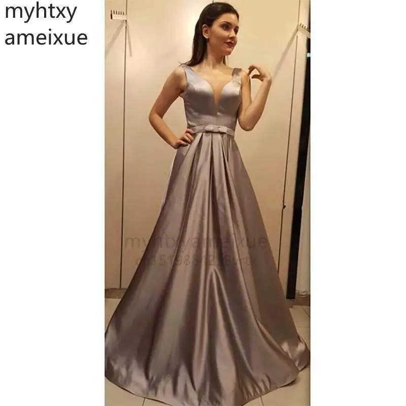 

Long Sexy Evening Gowns Simple Evening Dresses A-line Sleeveless Dressess Pleat Custom Made Robe De Soiree