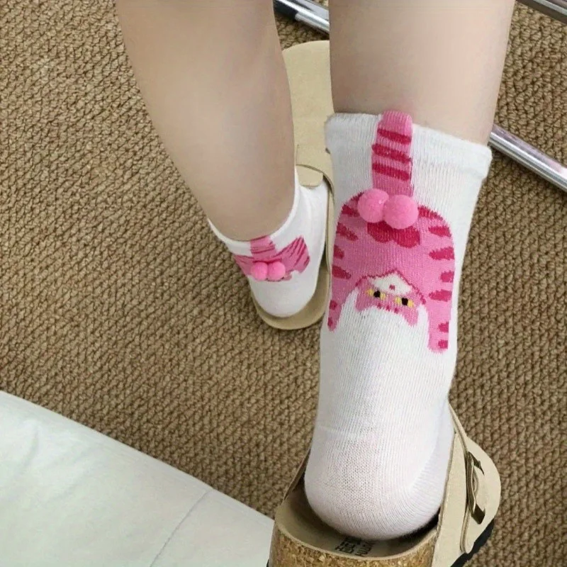 Lustige Socken Frauen Winter süße 3D Katze Hintern Mid-Tube Socken abstrakte Cartoon schrullige Baumwolle Katze Ei Socken Paar Katze Liebhaber Geschenke – Detail 10