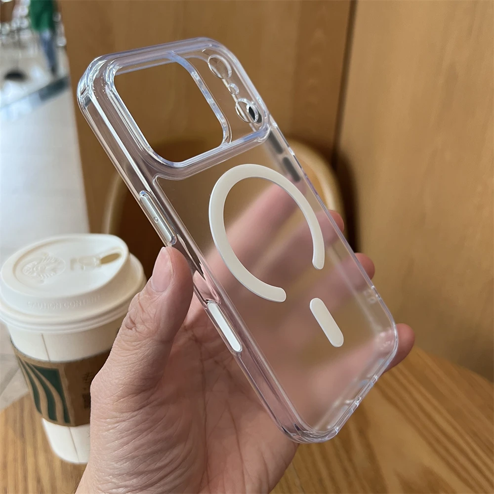 Luxury Matte Translucent Magnetic Bumper Case with Camera Protection and Hard Back Cover