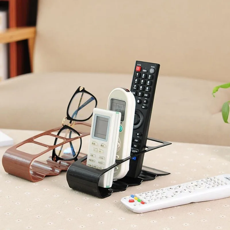 데스크톱 브래킷 TV DVD VCR 리모컨 정리함, 4 그리드 프레임 보관 랙, 휴대폰 거치대 스탠드, 플라스틱 케이스 선반