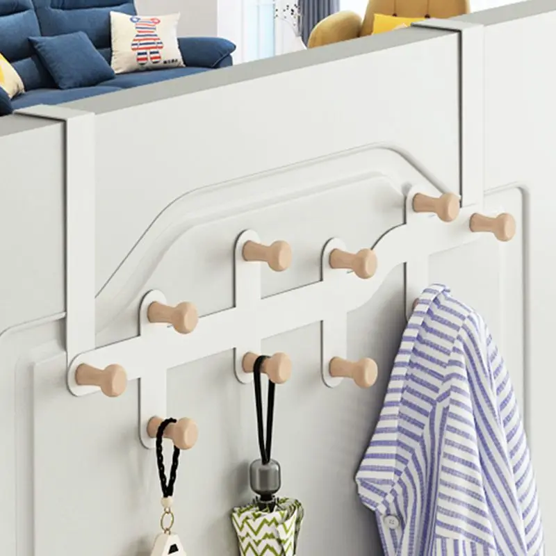 Wooden Storage Hooks Over The Door Hooks Clothes Coat Hat Towel Hanger Home Organizer Rack Bathroom Kitchen Accessories Holder storage hook door hook