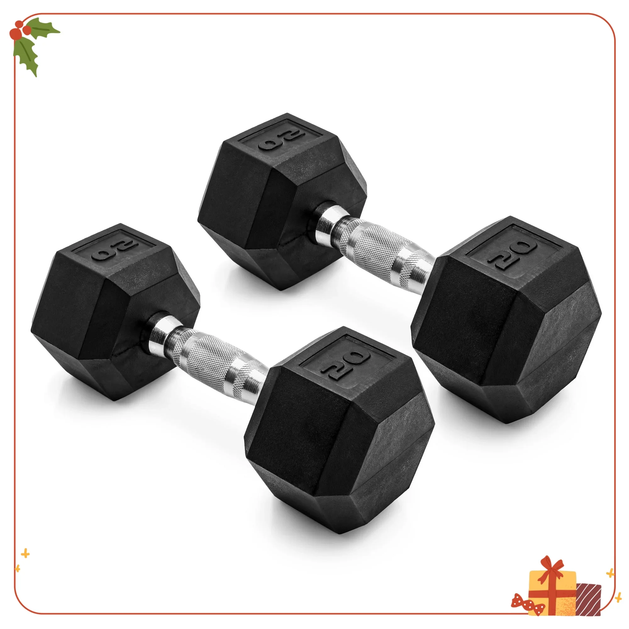 20lb Rubber Hex Dumbbell Pair 2