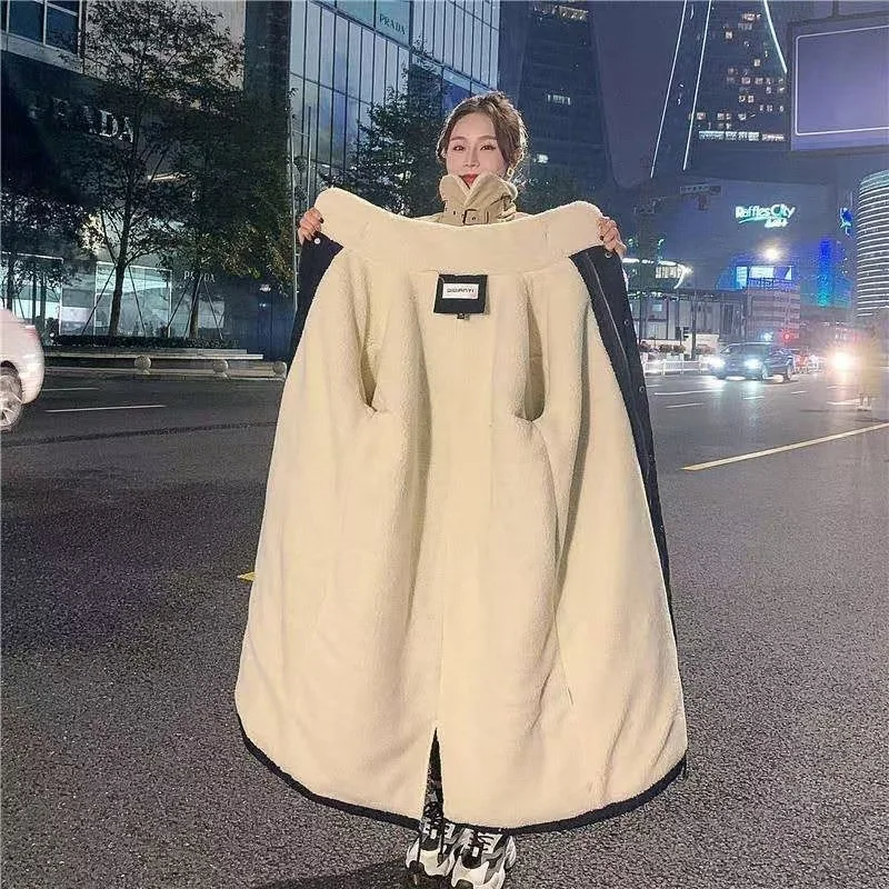 Winter Female Zipper Down Cotton Jackets Women Medium Long Parka Ladies Warm Thickened Knee Length Jacket Puffer Coat Outerwear