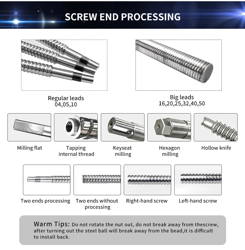 SFE2020, DFU2005 Chumbo, 4mm, 5mm, 10mm, 20mm, C7 End Machined