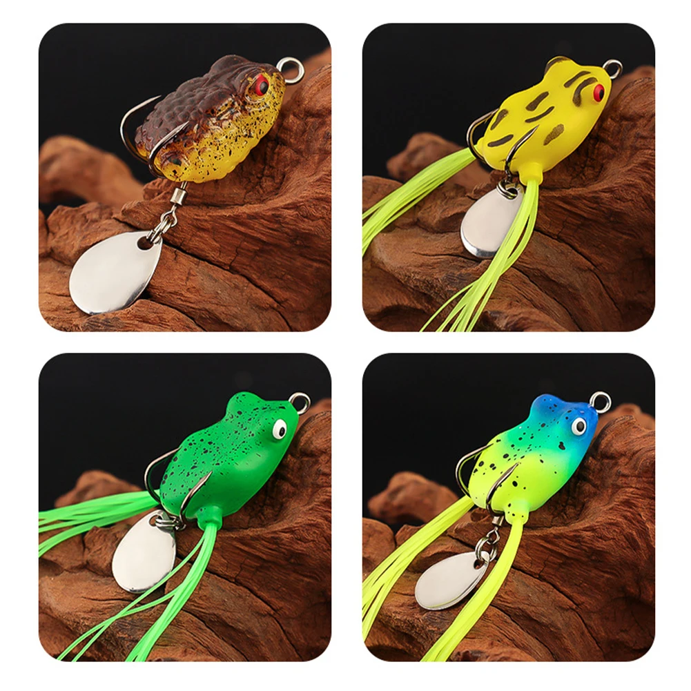 5Pcs Frog Soft Fishing Lures with Double Hooks 4